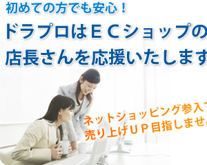 初めての方でも安心!ドラプロはECショップの店長さんを応援いたします。ネットショップ参入で売り上げUP目指しませんか?