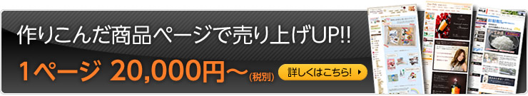 作りこんだ商品ページで売り上げＵＰ！！　1ページ 20,000円～(税別)